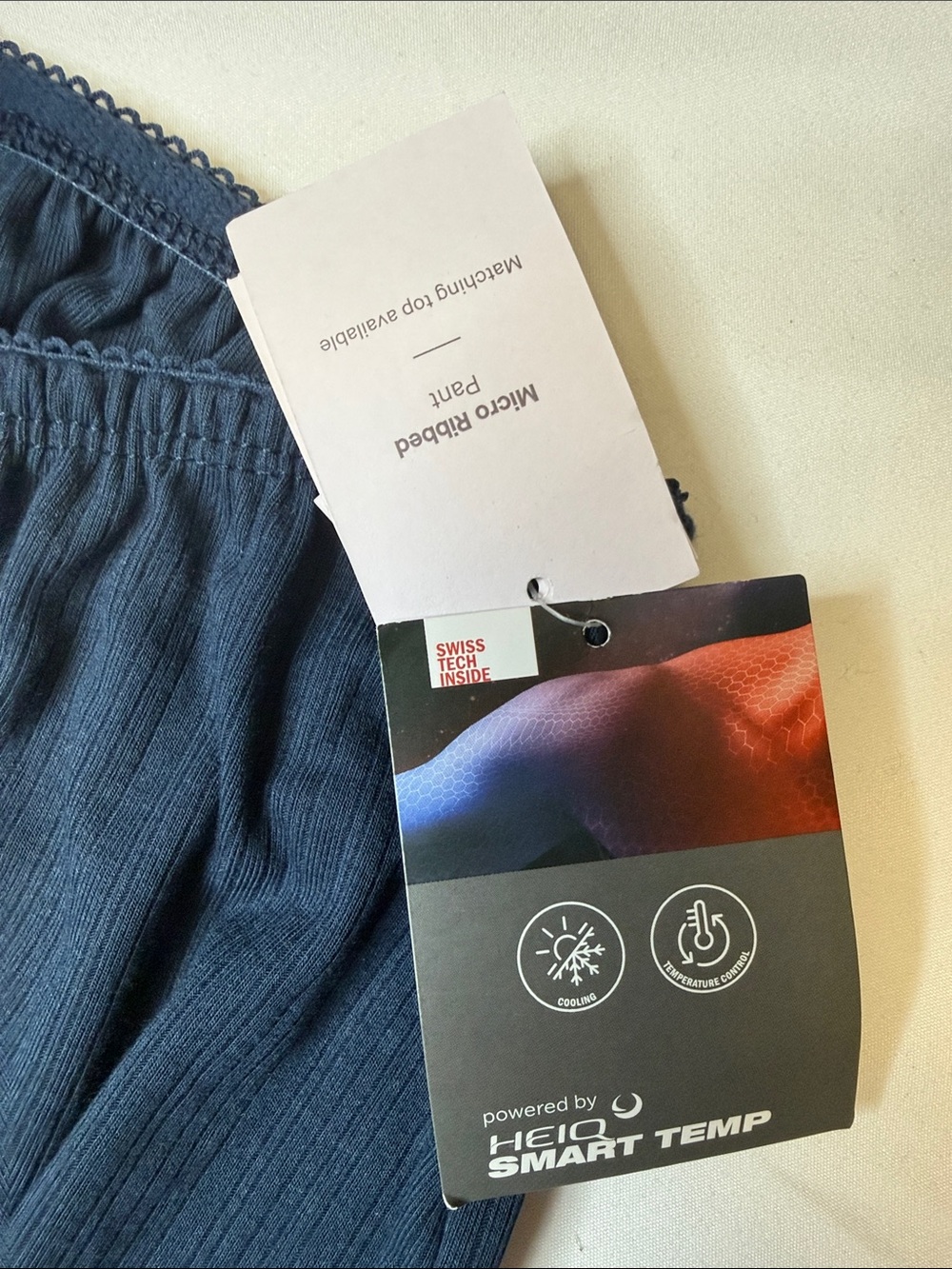 NWT Auden Navy Wide Leg micro ribbed Knit Pajama Sleep Pants XS - Picture 5 of 8